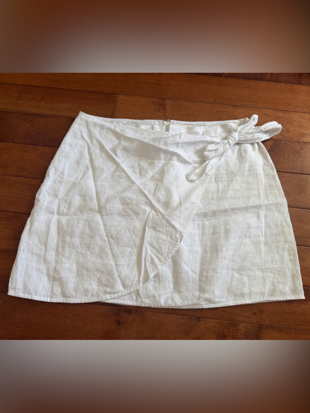 Aritzia Wilfred White Linen Wrap Skirt with Side Tie Size 12